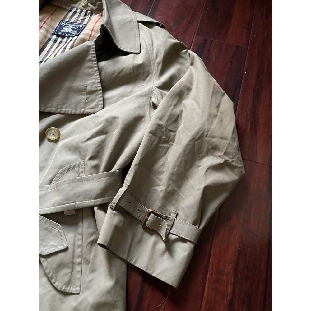 Vintage Burberrys Double Breasted Belted Trench Coat Beige Nova Check Mens 54 XL - Picture 8 of 16